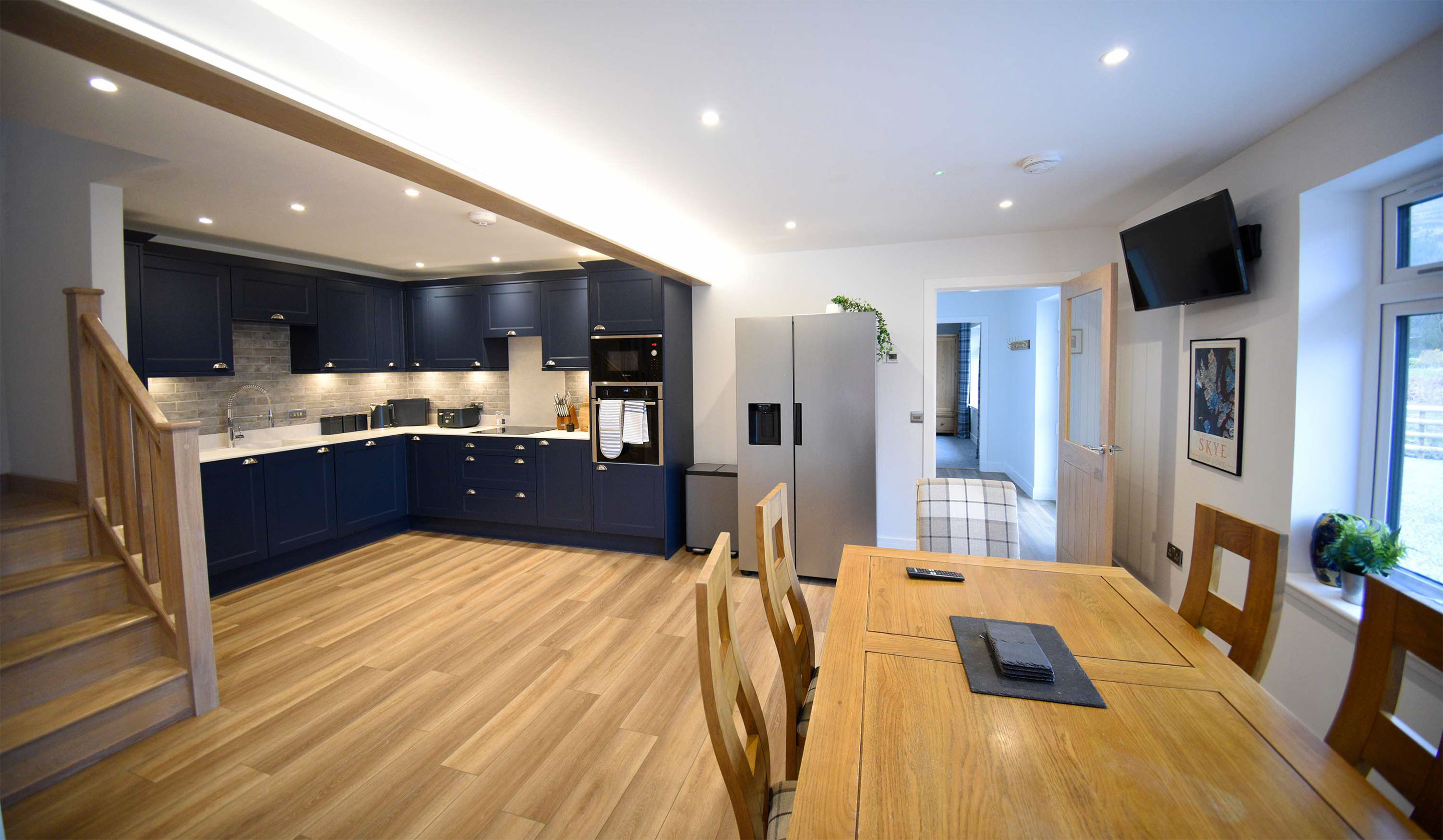 The Old Workshop self catering accommodation near Portree contains a spacious modern kitchen
